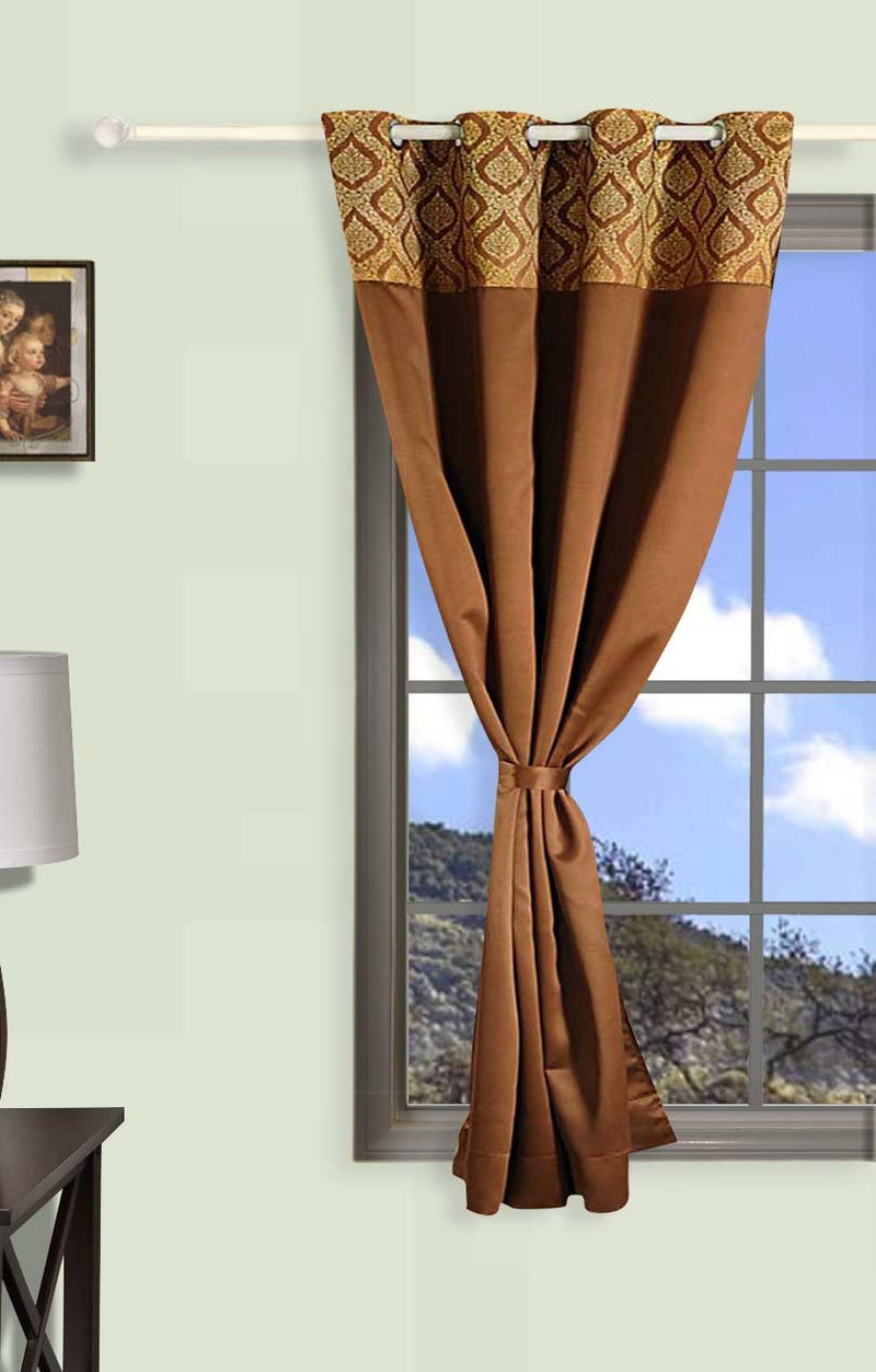 Swayam Brown 1 Pc Window Curtain 5 Ft for Home Decor, Comes with 8 Eyelet Rings