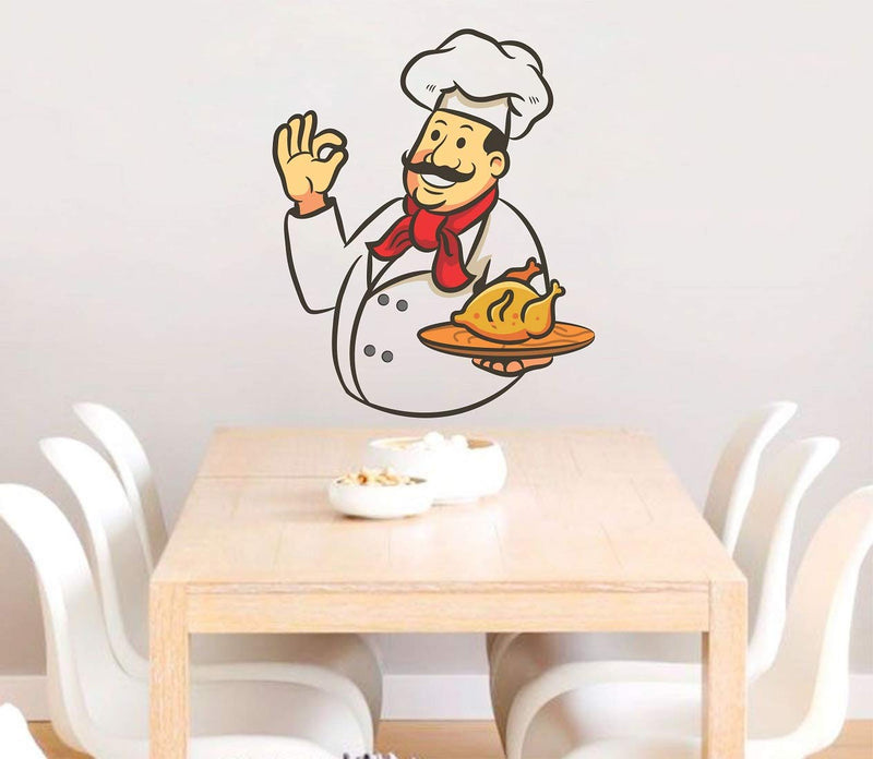 Wallzone Chef Decorative Vinyl Wall Sticker for Kids Room/Bedroom/Dining Hall| Wall Sticker for Home Decor (Medium, 40 cm x 50 cm)