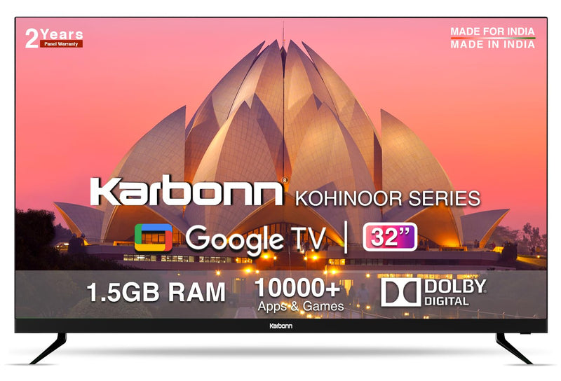 Karbonn 80 cm (32 inches) Kohinoor Series HD Ready Smart A+ LED Google TV KJSW32GSHD (Black)