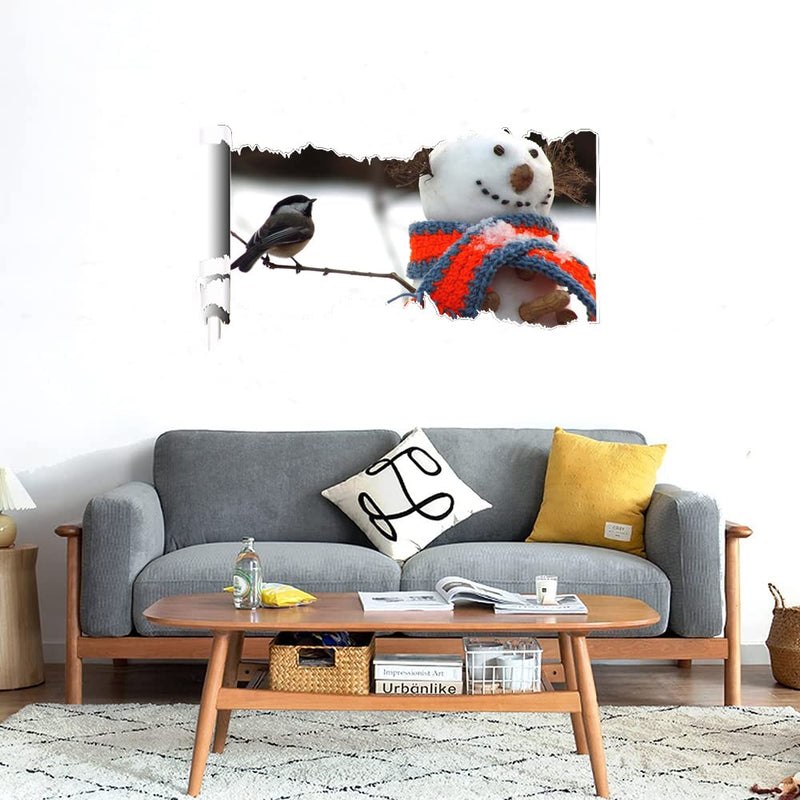 GADGETS WRAP Printed Wall Decal Sticker Scratched Paper Style Wall Decal (90cm x 50cm) - Snowman