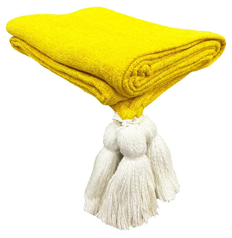 Fashion Throw Chenille Sofa Throw, Throws For Sofa And Couch, Sofa Throws For 3 Seater (Size : 70X55 Inch) (Yellow White)