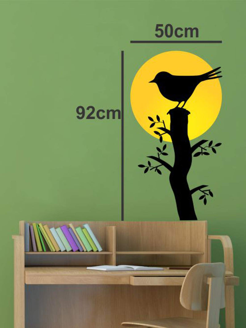 Walltech Bird On A Sunrise Branch Wall Sticker| Beautiful Design Wall Decoration Sticker