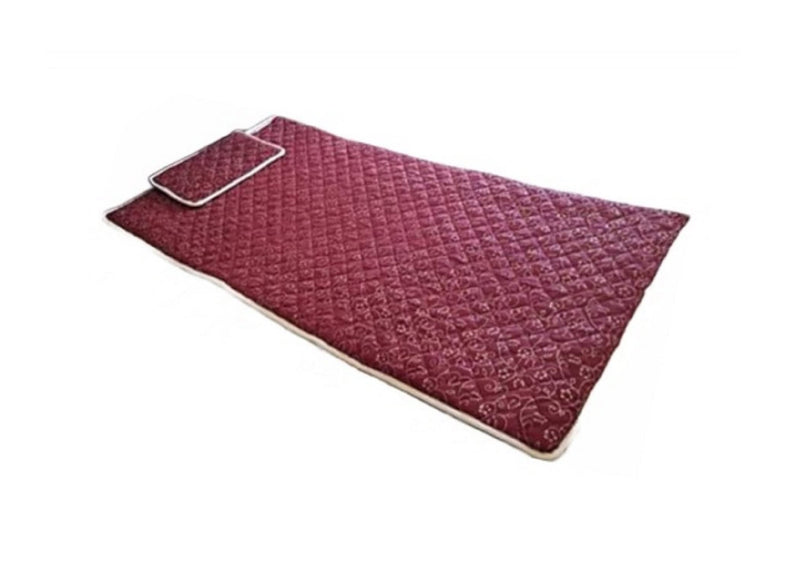 MEERAENTERPRISESS Bio Magnetic Mattress Topper/Pad (6 x 3 feet) with 1 Pillow Maroon Cotton Mattress