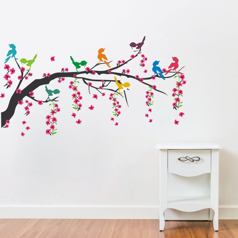 Decor Kraft Tree with Birds Wall Sticker & Decal,Size- 48 Cm X 38 Cm,Nature