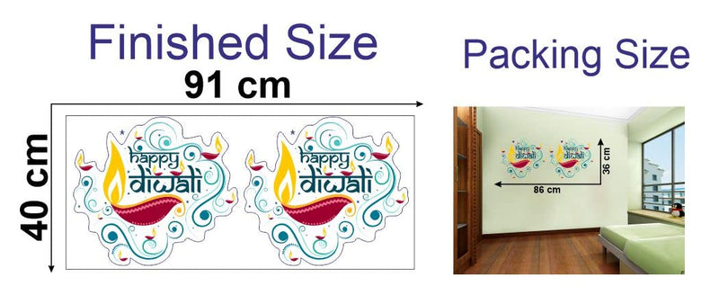 Delight Art Beautiful Happy Diwali Design Wall Sticker Size - ( 86*36 ) cm Model id - ( DAMC00845L )