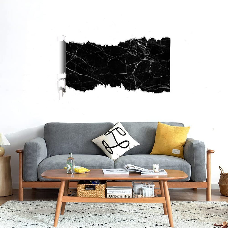 GADGETS WRAP Printed Wall Decal Sticker Scratched Paper Style Wall Decal (90cm x 50cm) - Marble Noir BELGE