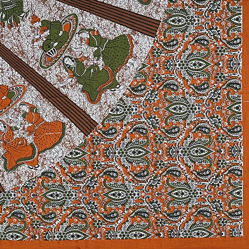 WAR TRADE Cotton Double Jaipuri Prints Flat Bedsheet with Pillow Cover for Home & Living Room | 92x85 Inch | W Musted