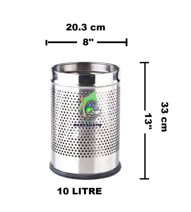 Parasnath Perforated Open Bin Stainless Steel Dustbin (8''X13'' 10 Litre)