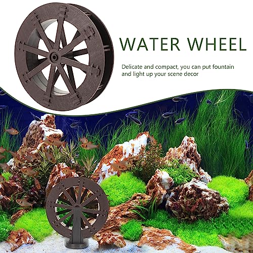 Yardwe Fountain Water Wheel Waterfall Decor Jewelry Accessories Fish Tank Decoration Simulation Wheel Model Fish Tank Fountain Wheel Water Fountain Part Miniature Plastic Fall Brown