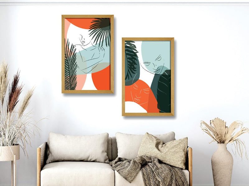 SAF paintings Set of 2 Modern Art Premium Brown frame painting for Wall Decoration SA-B05M2