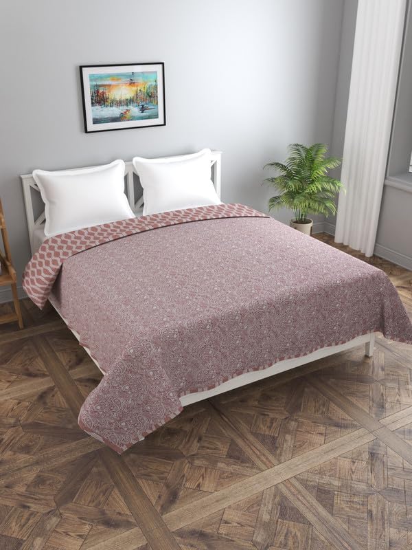 Florida Diva Cotton Reversible Dohar Topsheet for Double Bed Made for All Season Blanket Throws with Floral Print