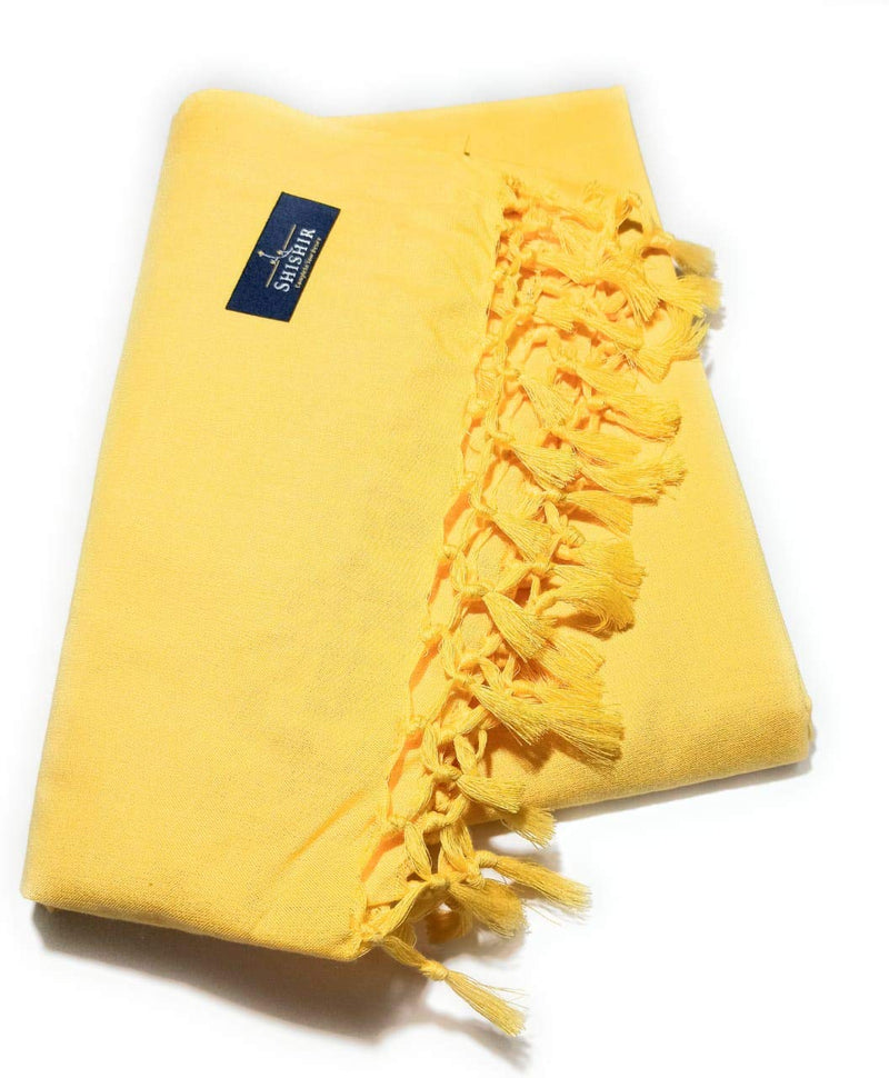 SHISHIR Cotton Soft Silky 200 TC Summer/Winter/Rainy Season Odhne wali Topsheet/Chadar/Thin Layer Blanket (Yellow Single Size)