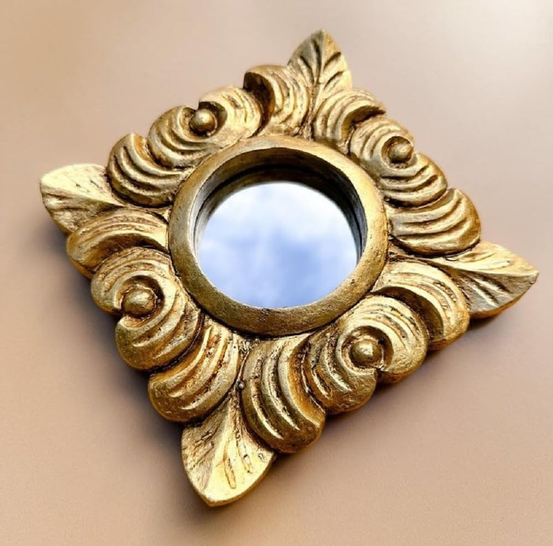 Vas Collection Small Gold Leaf Mirror for Wall Decor