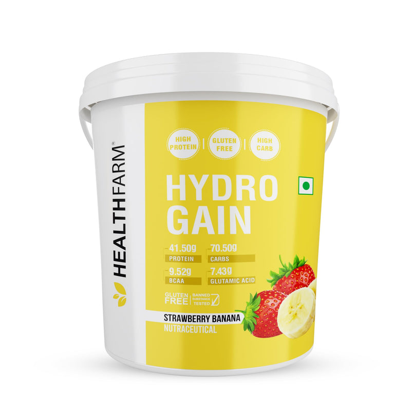 Healthfarm Hydro Gain Mass Gainer | For Muscle Gain | Weight Gainer Protein Powder (Flavor- Strawberry Banana) 5kg-11lbs