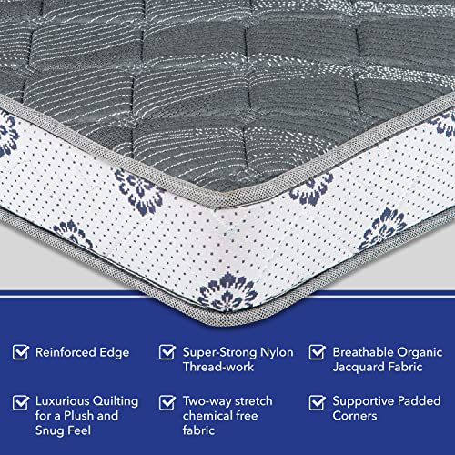 KWAALITY Duro Mattress | True Orthopedic Mattress | Supportive Rebonded Foam Firm Mattress (Grey, 70.5X46.5X4.5)