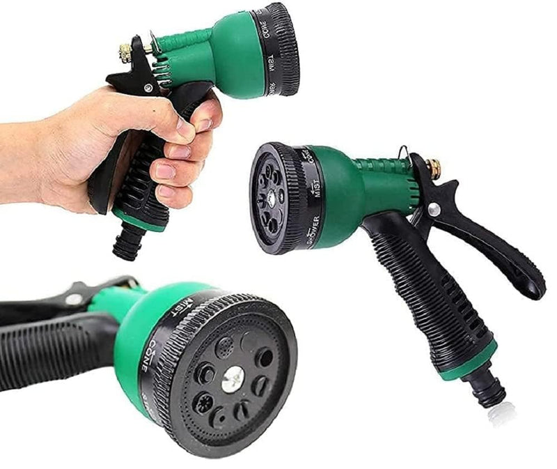 ROMINO 7in1 Water Spray Gun for Garden Hose Nozzle, Lawn, Pet Cleaning, Car Washer, Bike Washing Spray Gun - Heavy Duty Multi Adjustable High Pressure Water Sprayer Gun (Green)