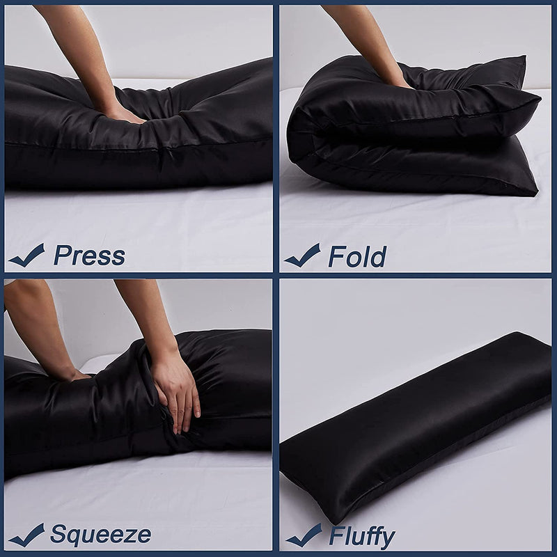 MRRON Memory foam body pillow Hug Pillow for Sleeping, 3 MONTH WARRANTY/Full Body Pillow, Long Pillow for Bed, Pregnancy Pillow for Sleeping, Large Pillow with Velvet Cover, Black