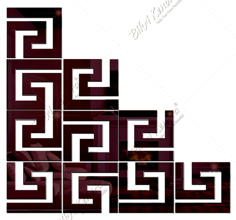 Bikri Kendra - 20 Geometric Brown- Mirror Acrylic Wall Stickers