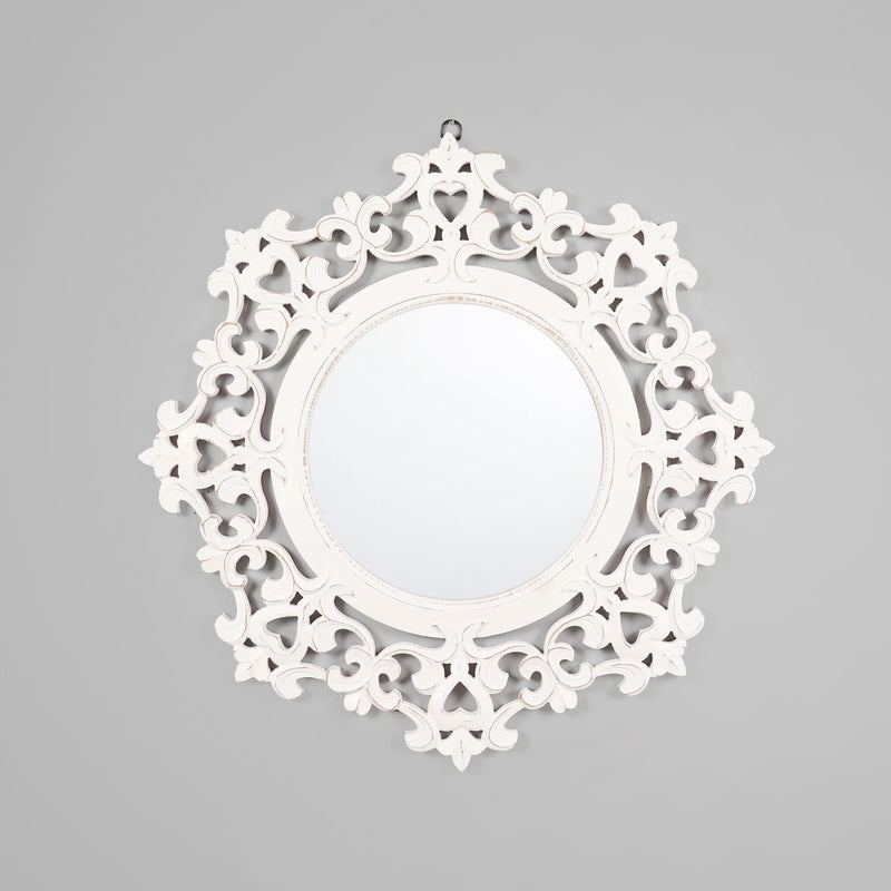 THE URBAN STORE Decorative & Hand Crafted Wooden Round Wall Mirror (60 x 60 x 2 CM)