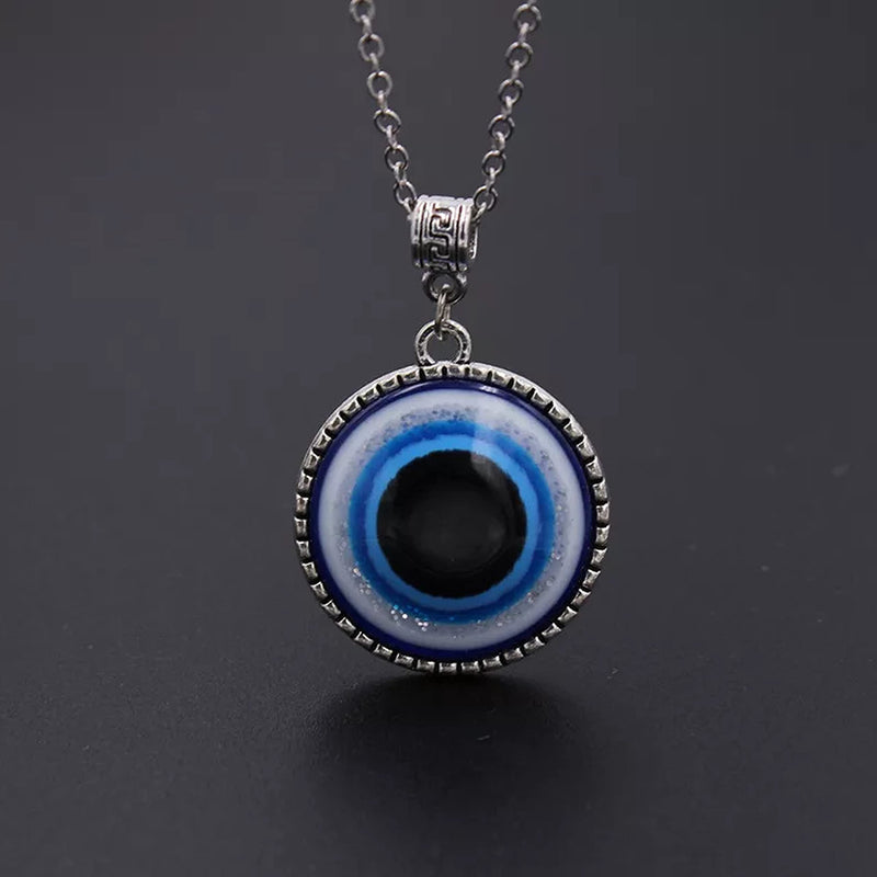 Fashion Frill Stylish Silver Chain For Men Girls Silver Plated Evil Eye Silver Chain Pendant For Men Boys Women Gift for Sister Love Gift Unisex Pendant Necklace