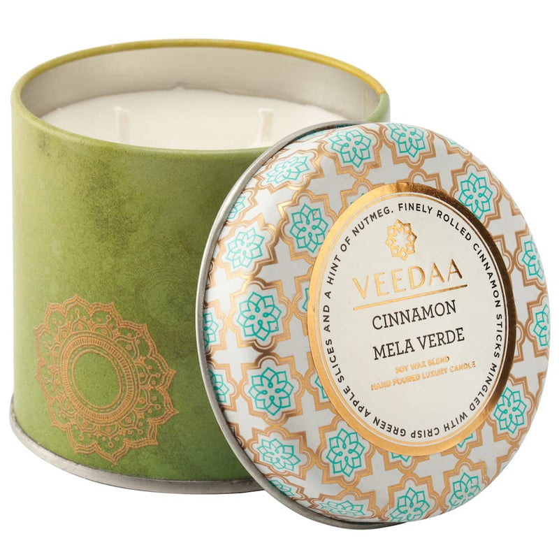 VEEDAA Cinnamon Mela Verde Soy Wax Mason Tin Scented Candle (Burns 25 hours)