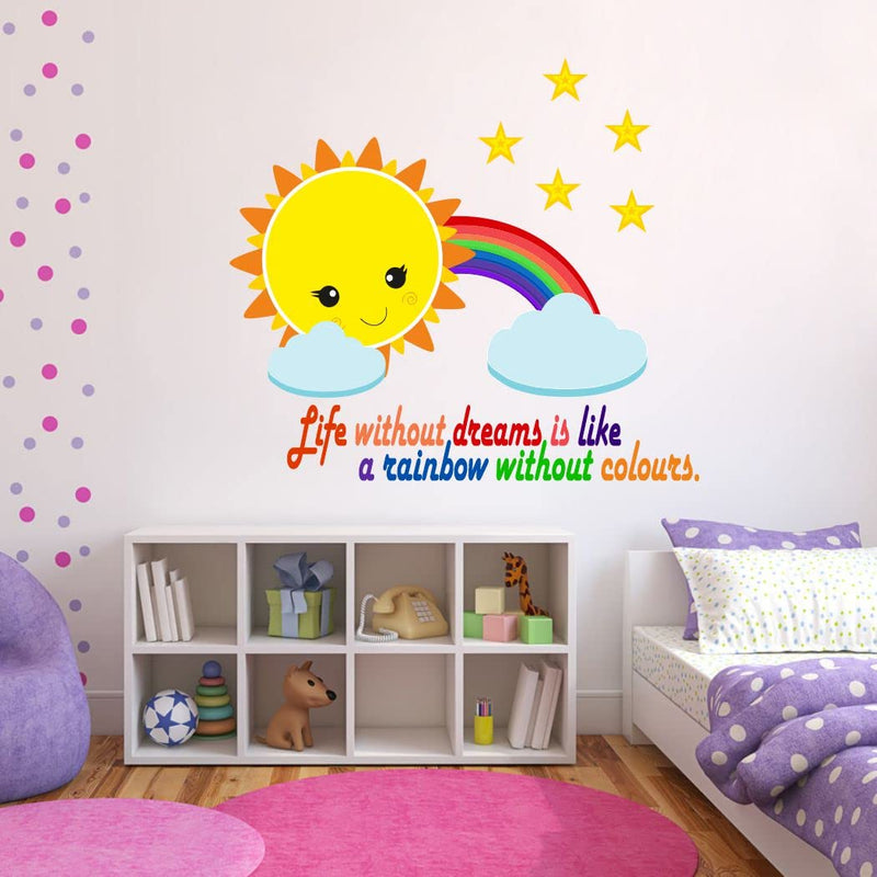 Delight Art Shiny Rainbow with Smiling Sun Design Wall Sticker Size - (58 * 53) cm Model id - (DAMC00624L)