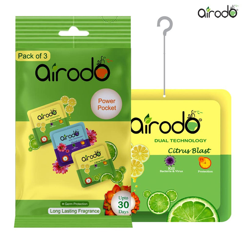 AIRODO Air Room Freshener Power Pocket Gel, Fragrance Booster, Lasts Upto 30 Days, Skin Friendly, Home Fragrance Fresh Scents for Bathroom, Toilet, Living Room, Office (Assorted, Pack of 6)