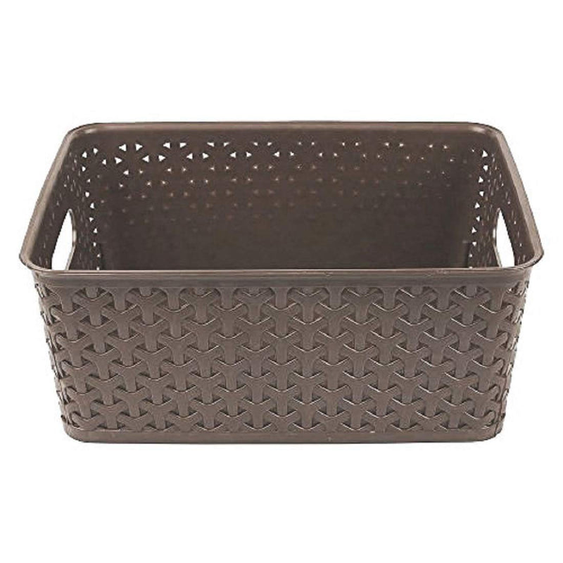 Kuber Industries Plastic 3 Pieces Extra Small Size Multipurpose Solitaire Storage Basket with Lid (Multicolour) - CTKTC023261, Standard, Brown