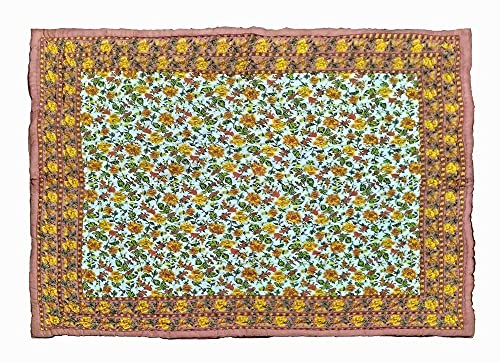 LOVEKUSH Craft 240 TC Double Bed Organic Cotton Jaipuri Razai Bed Blanket Ac Quilt for Winter Soft Light Weight Rajasthani Traditional Rajai Cotton Comforter 85 x 100 inch