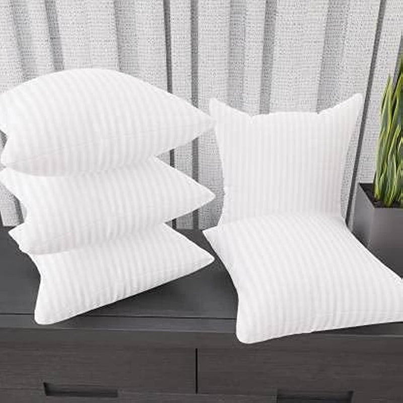 JY Hotel Quality Polyester Fiber Filler Cushion (16X16 Inches, White) - Set of 5