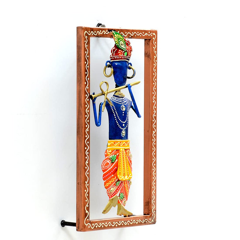 DESERT ART Iron Multicolour Krishan Wall Hanging Frame(12.7 X5.08 X25.4) CM