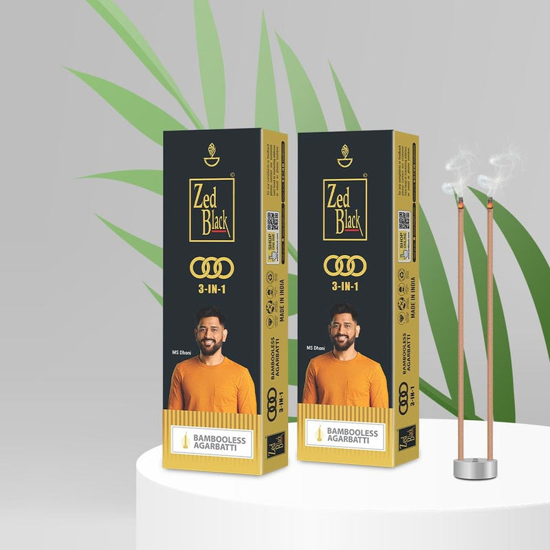 Zed Black 3in1 Bamboo Less Incense Sticks -Pack of 2 (100gm x 2 = 200gm) Three Enchanting fragrances in a Pack