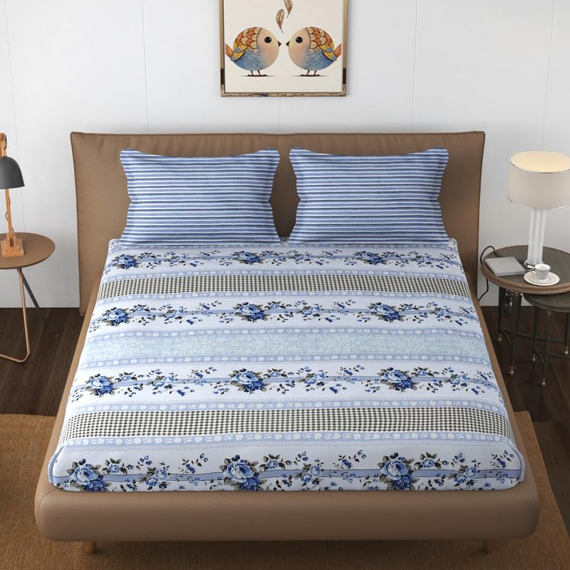 Florida Bedsheet for King Size Bed with Pillow Covers and Made of Microfiber with Floral Print