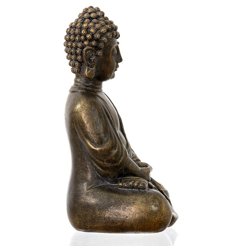 dharma emporium Buddha Statue, Antique Finish, 8”, Meditating, Seated Amitābha (Antique Bronze Patina)