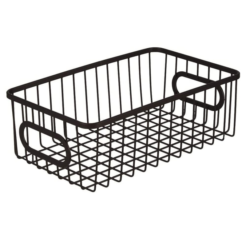 Bianco Multipurpose 10" Metal Bathroom Storage Organizer Basket Bin - Modern Wire Grid Design - for Organization in Cabinets, on Countertops, Bedroom, Kitchen, Bathroom, Garage (Pack of 1, Black)