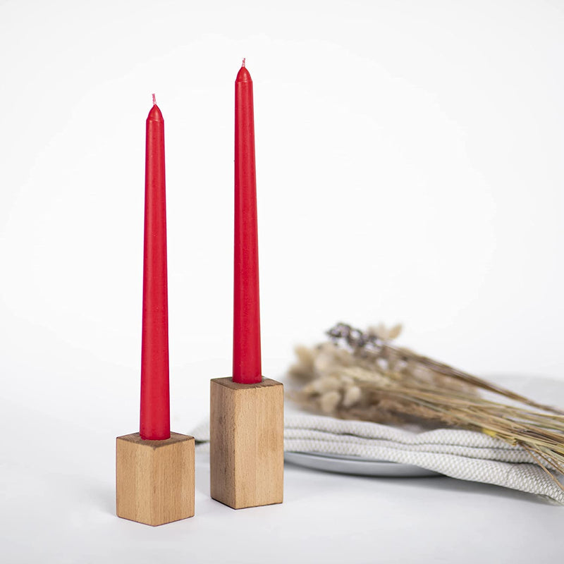 atorakushon® Pack of 8 Rose Scented Red Taper Stick Candles for Diwali Decoretion Dinner Table Church Spa