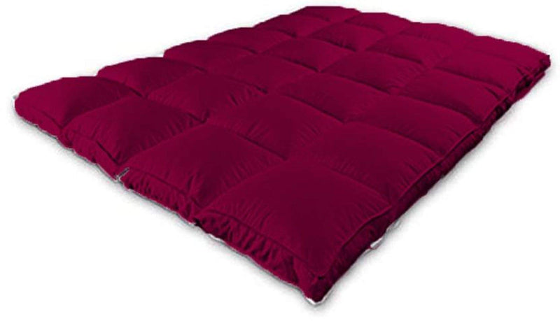 Jaipur Linen Cotton Super Microfiber Double Bed Mattress Padding/Topper (Wine, 72 x 72-inch)