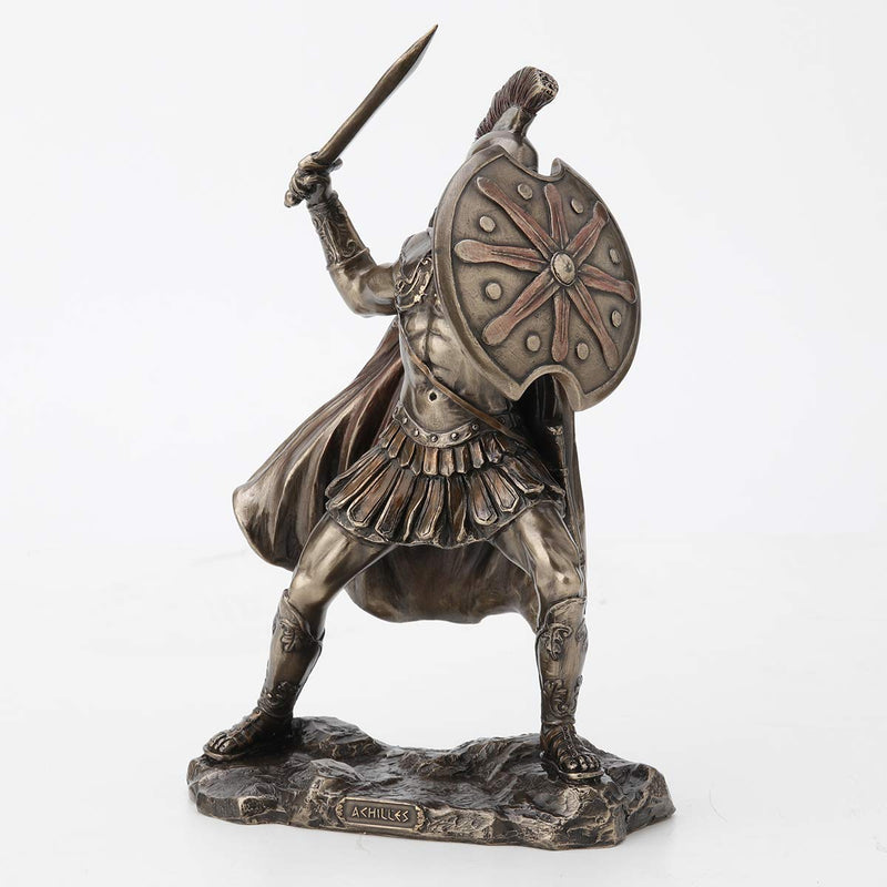 Veronese Design 9 5/8 Inch Greek Hero Achilles Battle Stance Cold Cast Resin Antique Bronze Finish Statue Home Decor