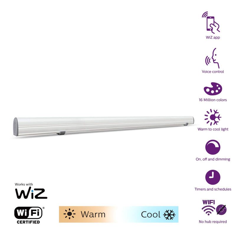 Philips Smart Wi-Fi LED Batten 24-Watt WiZ Connected (Pack of 2) (Shades of White + Tuneable + Dimmable + Pre-Set Modes) (Compatible with Amazon Alexa and Google Assistant), Pack of 2