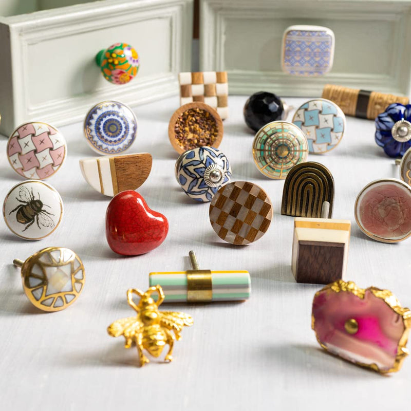 Indian-Shelf Pack of 15 Peach Door Handles- Ceramic Drawer Pull- Round Door Pull- Floral Drawer Knob- Dresser Knob- Dresser Knobs for Girls- Drawer Pulls Knobs- Modern Farmhouse Cabinet Pulls