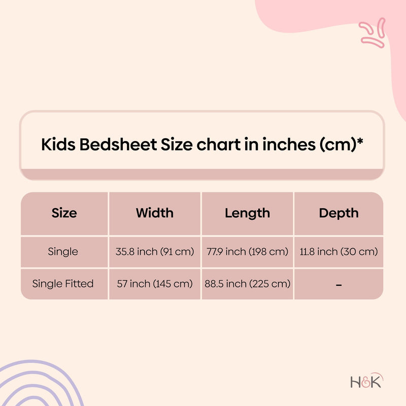 Haus & Kinder Flat Single Bedsheet Cotton for Kids 200TC - Wrinkle Free Printed Pure Cotton Single Bedsheet | 145x225CM 1Pc Cotton Single Bedsheet with Pillow Cover 1Pc | Foliage Fantasy | Multicolor