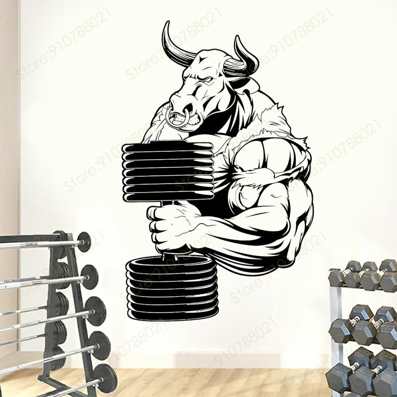 GADGETS WRAP Vinyl Bull Dumbbell Gym Sign Wall Sticker