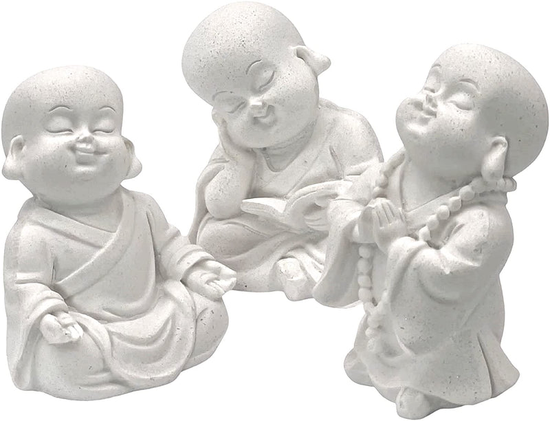 Bellaa 21178 Baby Buddha Statues Set of 3 Jizo Monks 3 inch