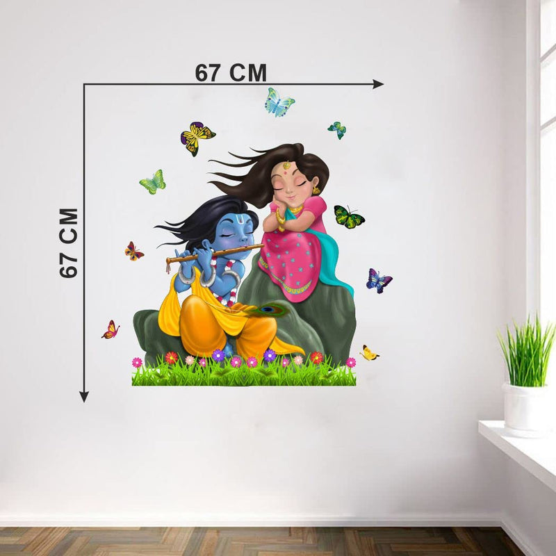 Delight Art Beautiful Radha-Krishna ji Wall Sticker Size - (67 * 67) cm Model id - (DAMC00762L)