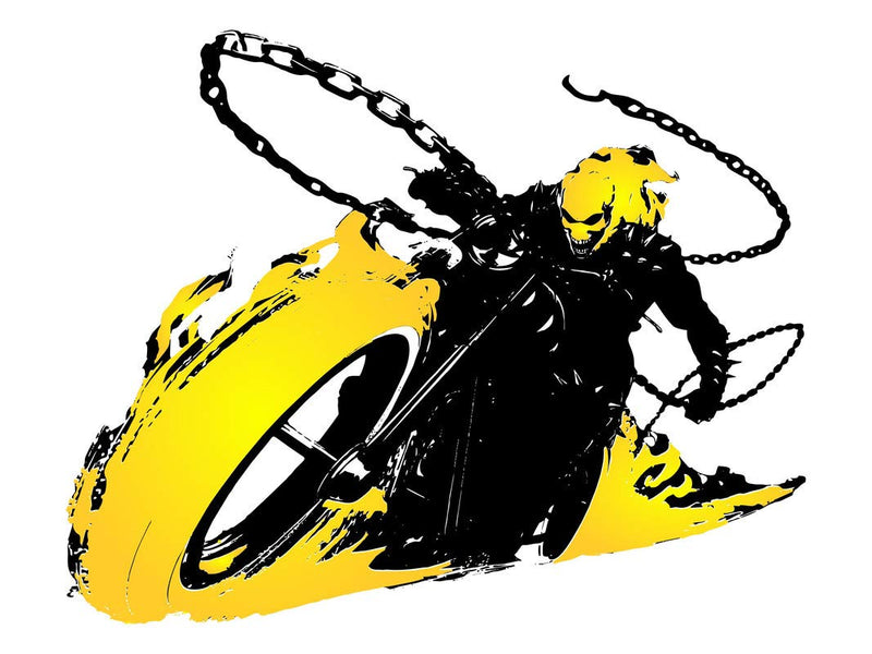 DivineDesigns™ Ghost Rider Yellow Wall Sticker | Sticker for Living Room, Bedroom, Office (Vinyl, Standard, Multicolour)