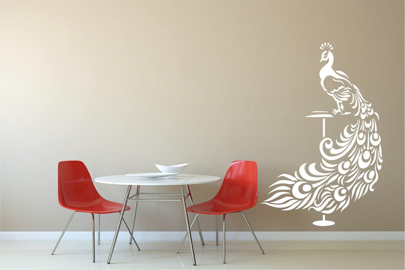 Madhuban Dcor Beautiful Peacock Wall Decal Sticker for Living Room Black