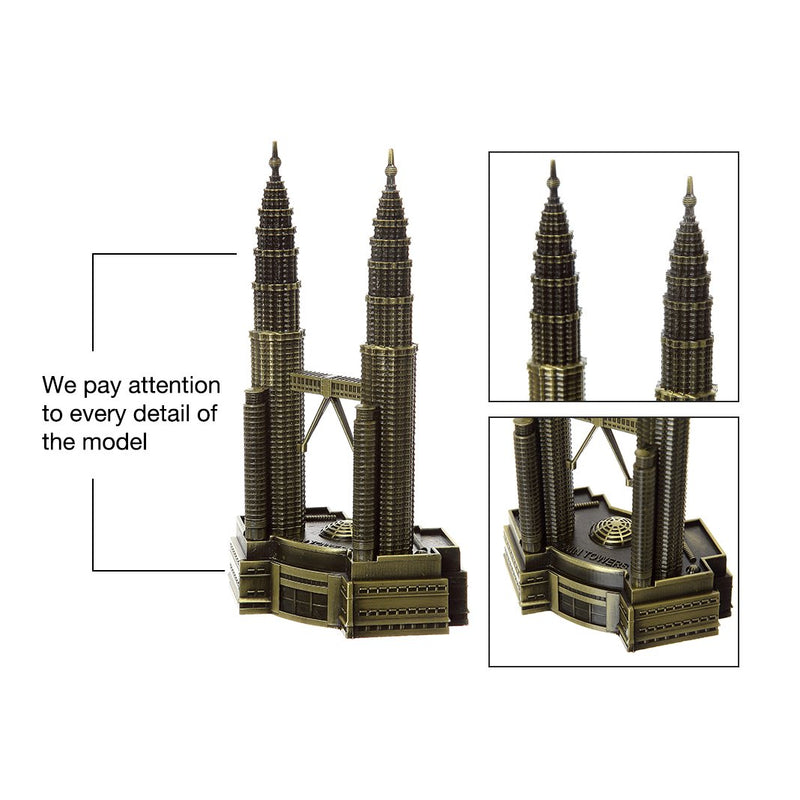 ZOVIE Petronas Twin Towers Statue Home Desk Decoration Make of Pure Copper (Twin Towers)