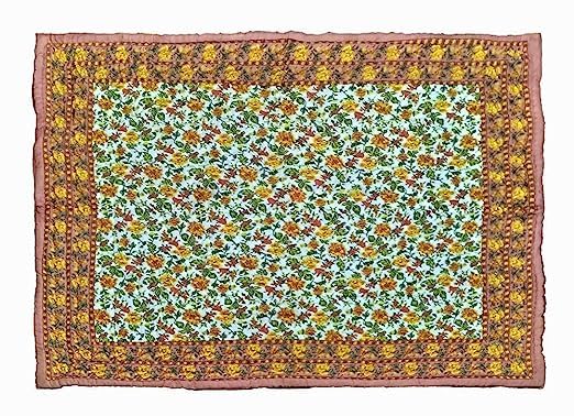 AKARSHAK Craft 240 TC Double Bed Organic Cotton Jaipuri Razai Bed Blanket Ac Quilt for Winter Soft Light Weight Rajasthani Traditional Rajai Cotton Comforter (Mugal razai_, Single Bad)