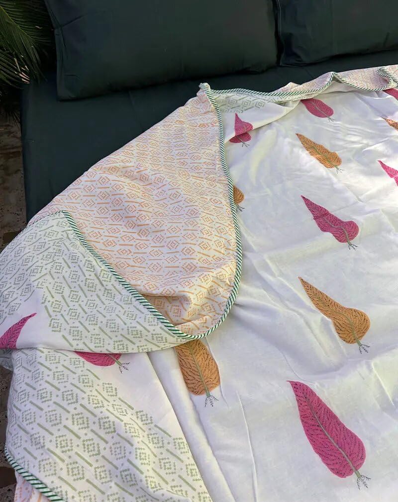 THE JAIPUR WALA Organic Mulmul Cotton Dohar AC Blanket - Peony