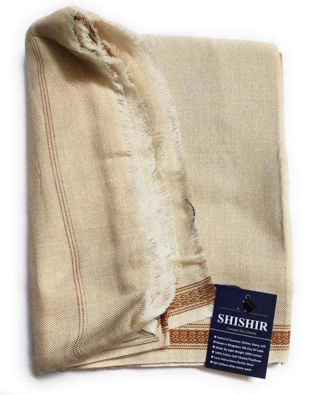 SHISHIR Pure Bhagalpuri 100% Cotton Thin Blanket for AC and Rainy Season | Dull Chadar | Top Sheet | AC Chadar | Travelling | for Sleeping in All Season (Pack of 1)